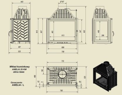 Amelia 25 kw okno lewe wymiary