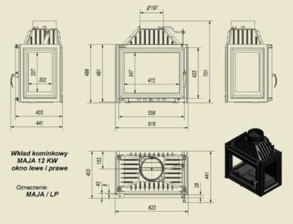 N maja 12 kw zeliwo okno lewe prawe wymiary