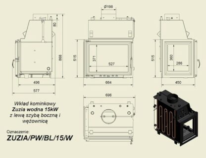 N zuzia 15kw wodna wezownica lewy bok wymiary