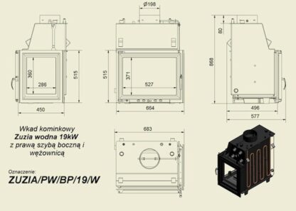 N zuzia 19kw wodna prawy bok wezownica wymiary