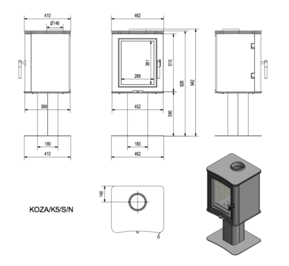 N koza k5 stal noga 150 wymiary